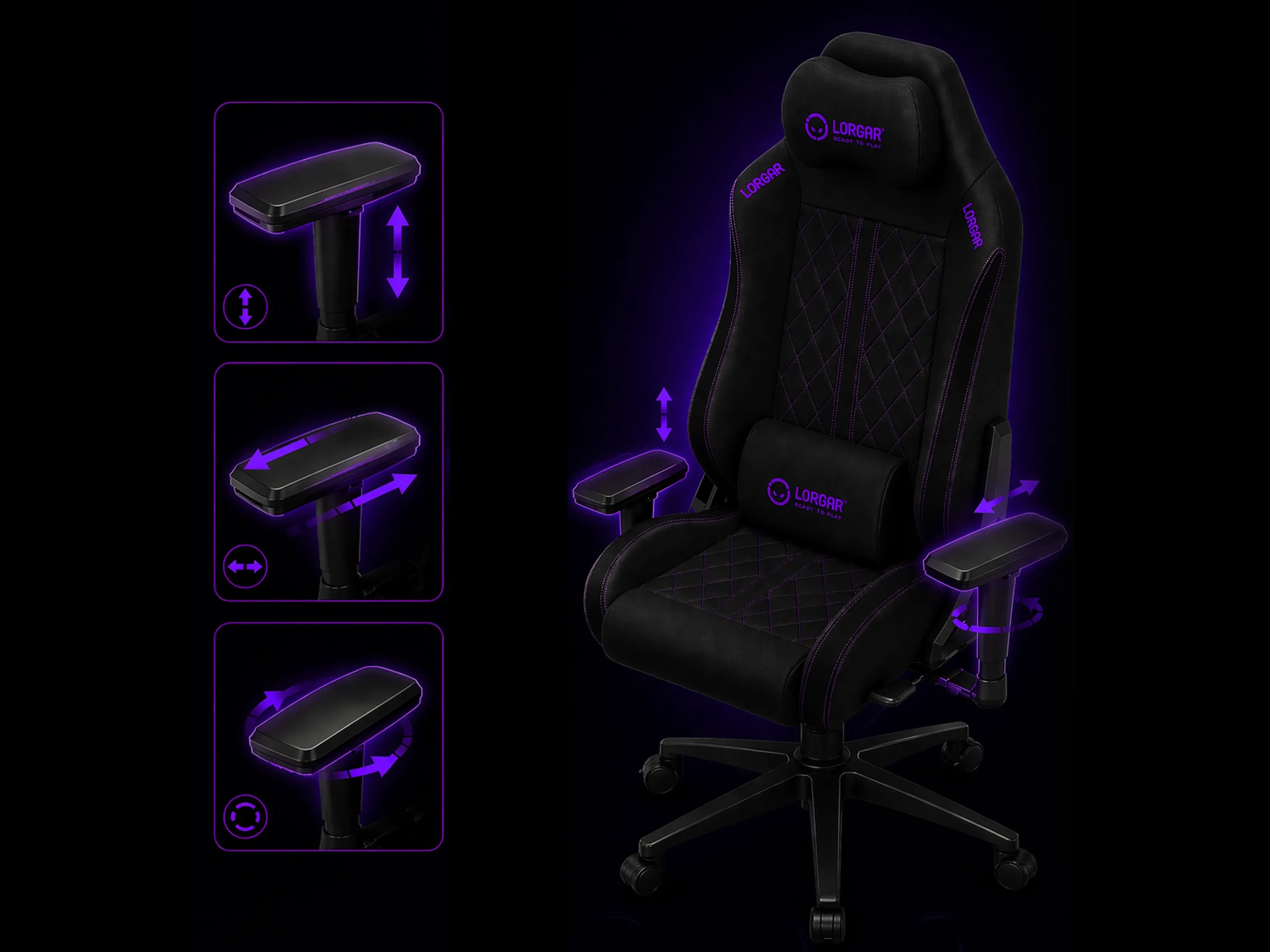 Lorgar cha41 pro 3d nastavljivi nasloni za roke na gaming stolu