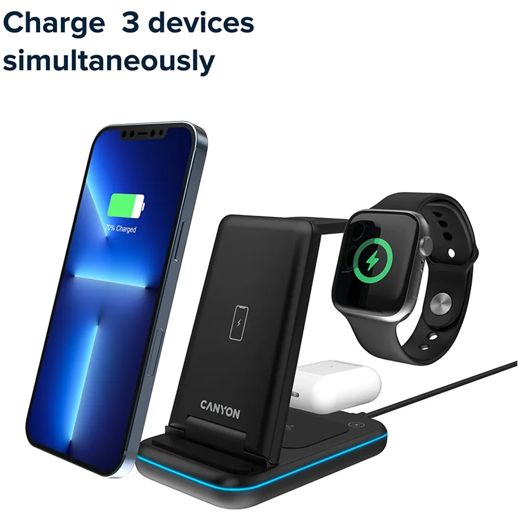 Bezdrátová nabíjecí stanice 3v1 WS-304 - Photo 12