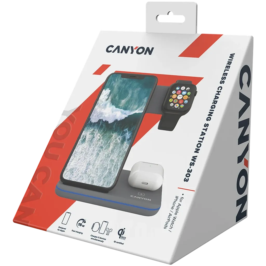 3-в-1 Безжична станция за зареждане на устройства, поддържащи QI технология WS-303 - Photo 7