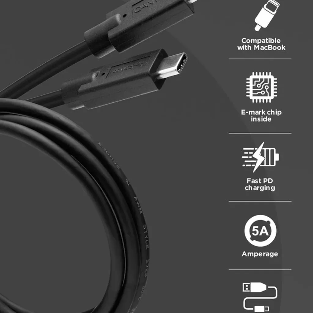 Καλώδιο γρήγορης φόρτισης και μεταφοράς δεδομένων, USB-C σε USB-C C-9 - Photo 4