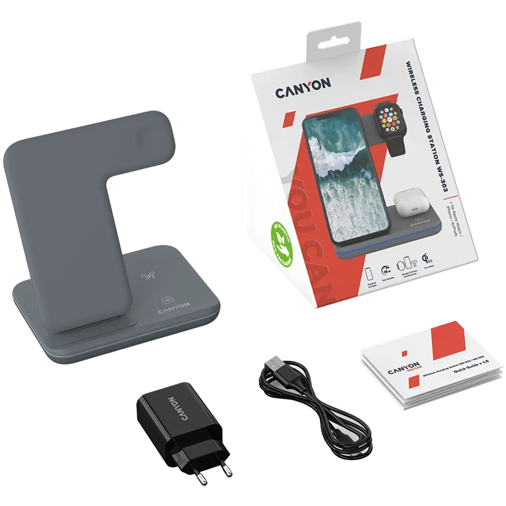 3-в-1 Безжична станция за зареждане на устройства, поддържащи QI технология WS-303 - Photo 8