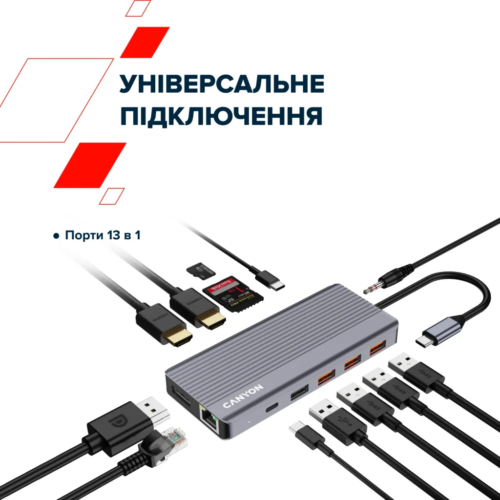 13-портовий USB-C Хаб DS-16 - Photo 9