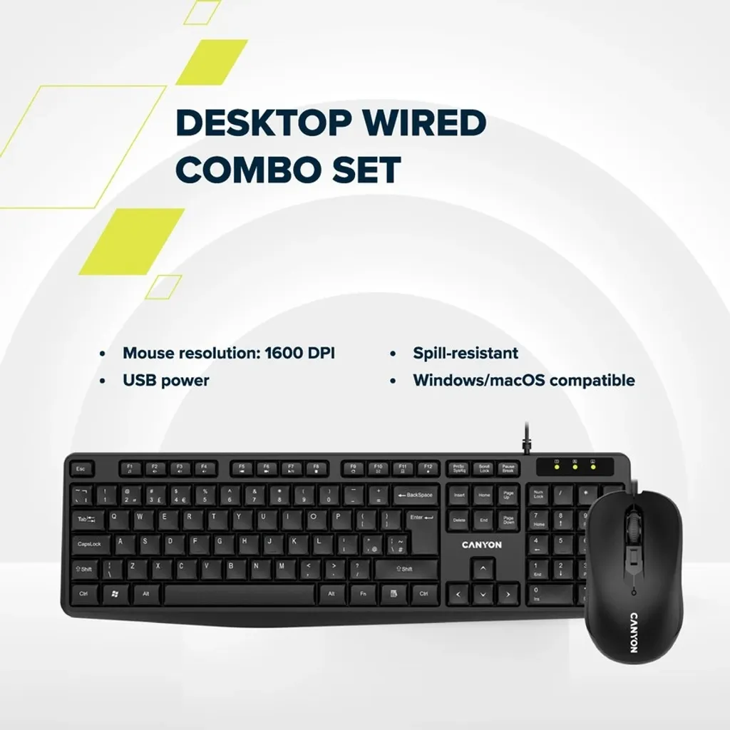 Κλασικό ενσύρματο σύνθετο Σετ-πληκτρολόγιο και ποντίκι σετ-1 - Photo 4