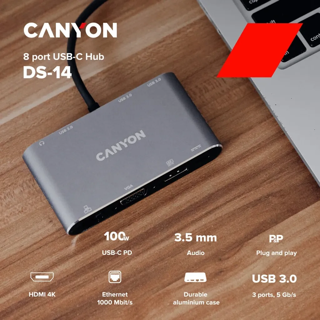 8 θύρες USB-C Hub DS-14 - Photo 3