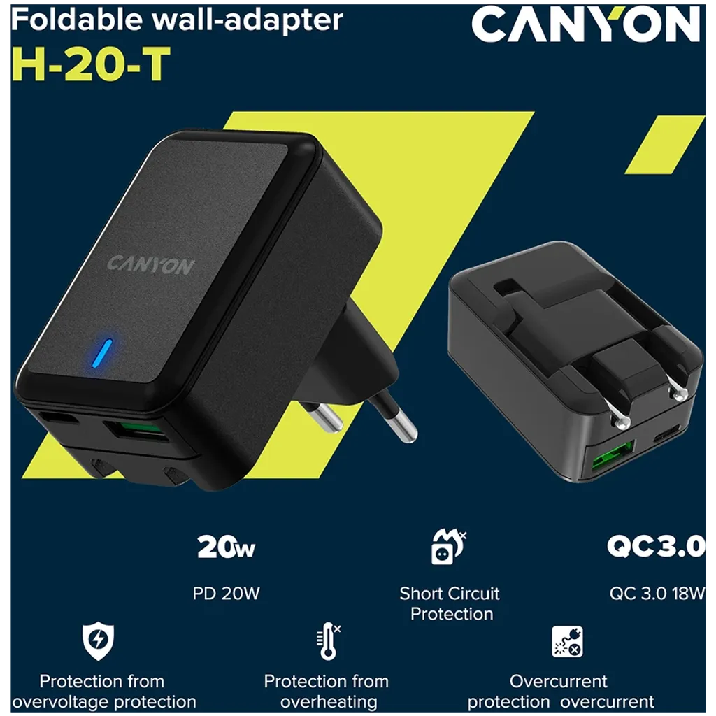 Foldable Wall Charger With PD & QC 3.0 H-20T - Photo 5