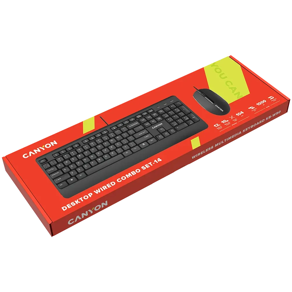 Тонкая настольная клавиатура и проводная оптическая мышь SET-14 - Photo 4