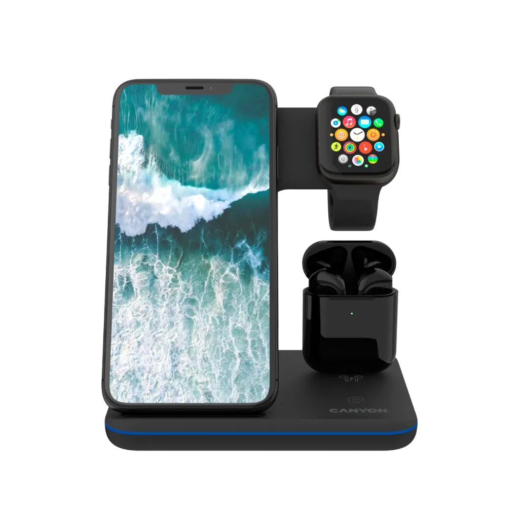 3-in-1 Wireless charging station for gadgets supporting QI technology WS-302 - Photo 2