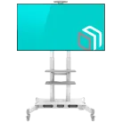 ONKRON Mobile TV Stand for 50-83” TVs with Wheels Shelves Height Adjustable Rolling TV Cart, White