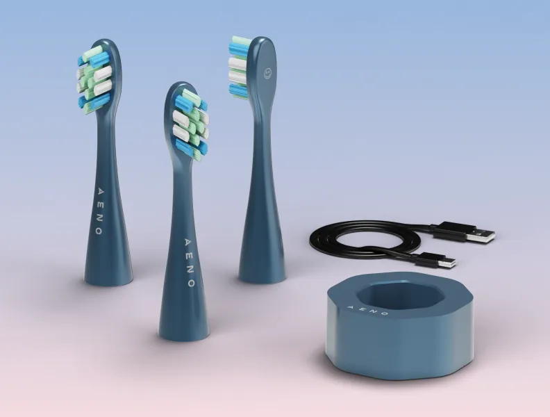 Включено: 3 глави за четка, безжична станция за зареждане