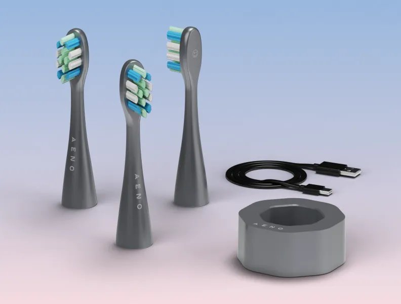 Включено: 3 глави за четка, безжична станция за зареждане