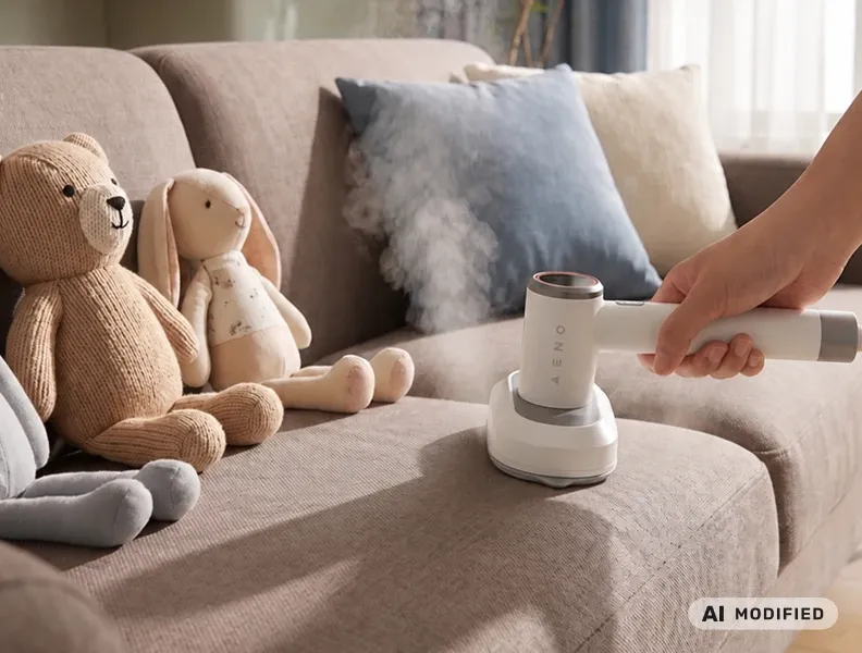 Sanitises clothes, bedding, sofas and soft toys