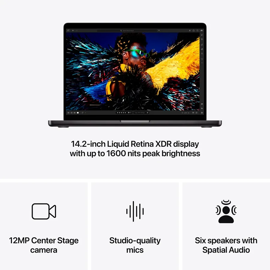 MacBook Pro 14-inch, Space Black, Model A3112,M4 with 10C CPU, 10C