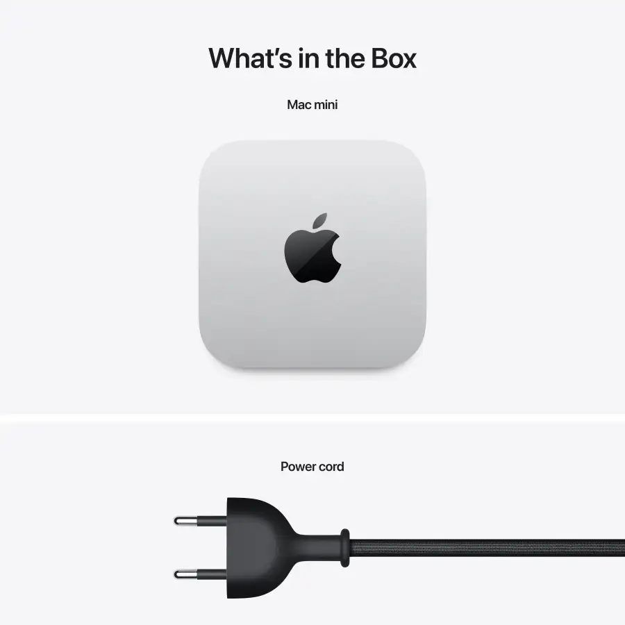 Mac mini: Apple M4 chip with 10‑core CPU and 10‑core GPU, 16GB