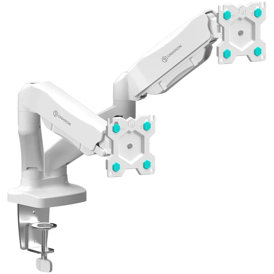 ONKRON Dual Monitor Desk Mount Stand for 13 to 32-Inch LCD LED Monitors up to 8 kg, White