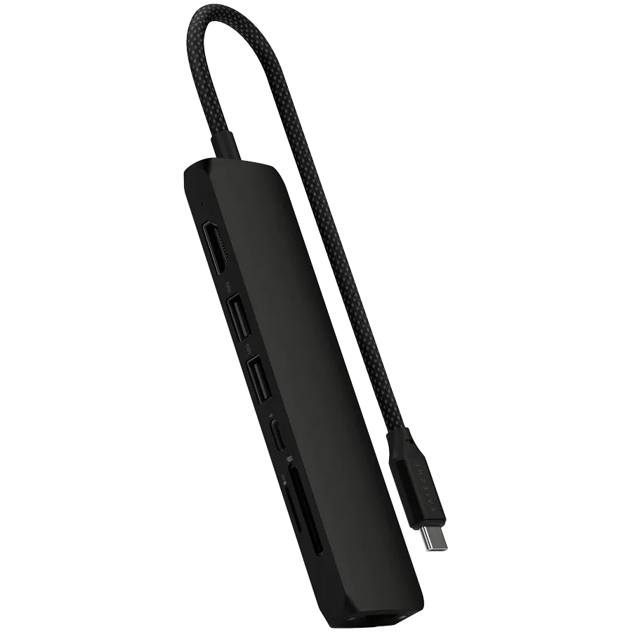 SATECHI 7-in-1 USB-C Slim Multiport Adapter with Ethernet (Black)