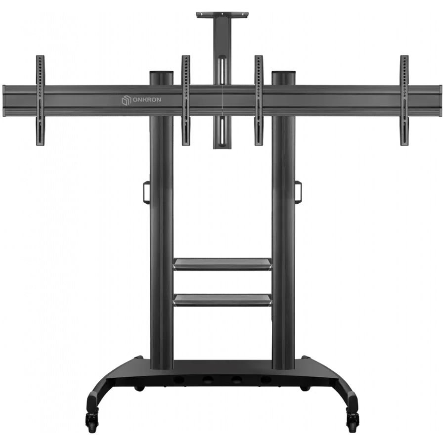 ONKRON Mobile TV Cart Dual TV Stand with Wheels for 40'' – 60 Inch, Black