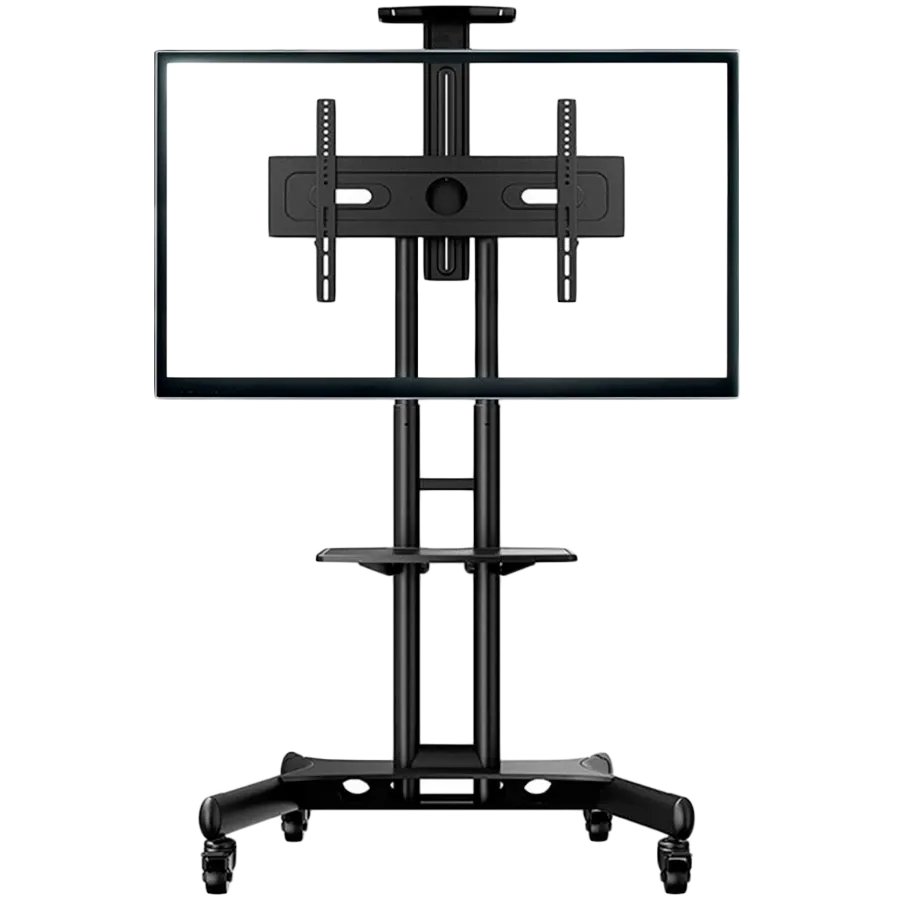 ONKRON Mobile TV Stand for 40-70” TVs with Wheels Shelves Height Adjustable Rolling TV Cart, Black