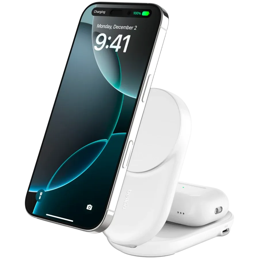 Wireless charger BELKIN UltraCharge Foldable magnetic 2-in-1 USB-C, 25 W, White – photo 1