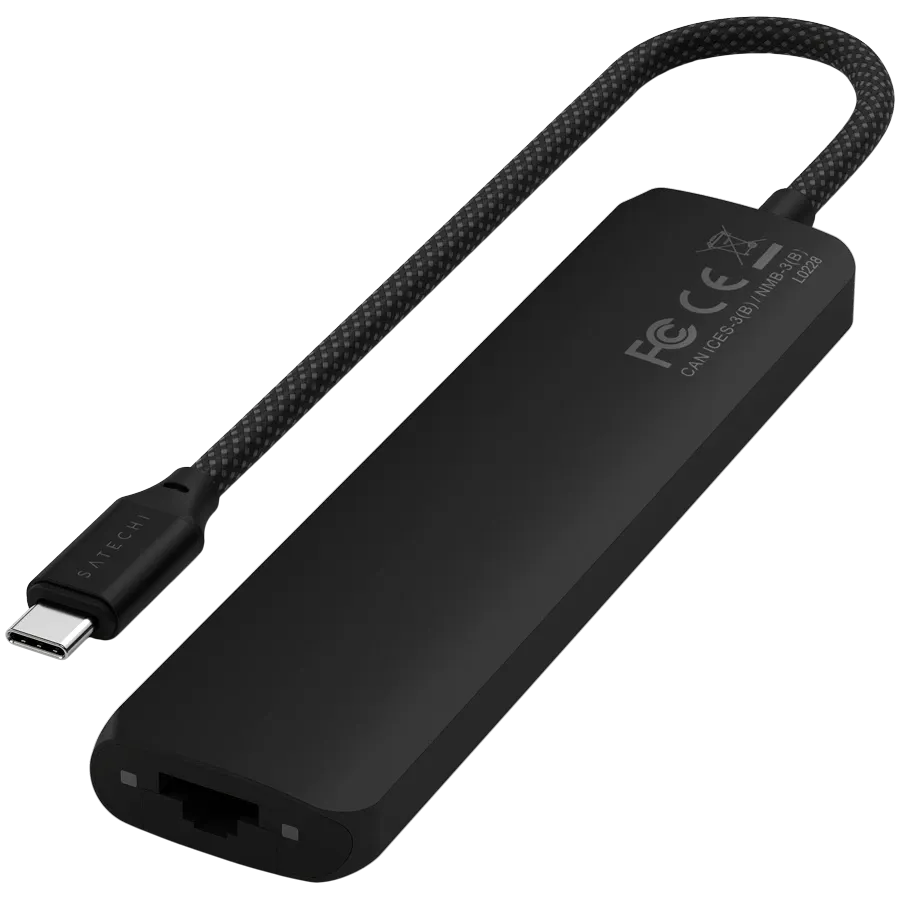 SATECHI 7-in-1 USB-C Slim Multiport Adapter with Ethernet (Black)
