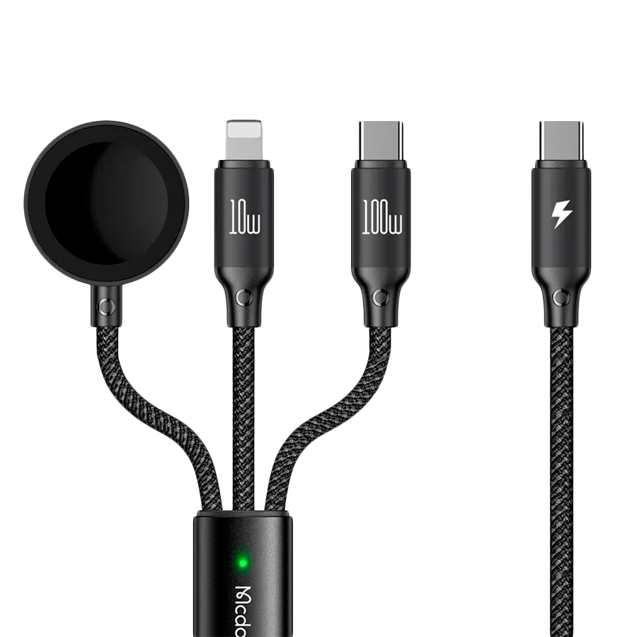 MCDODO USB-C to Lightning/USB-С/MagSafe, Black, 1.2m – photo
