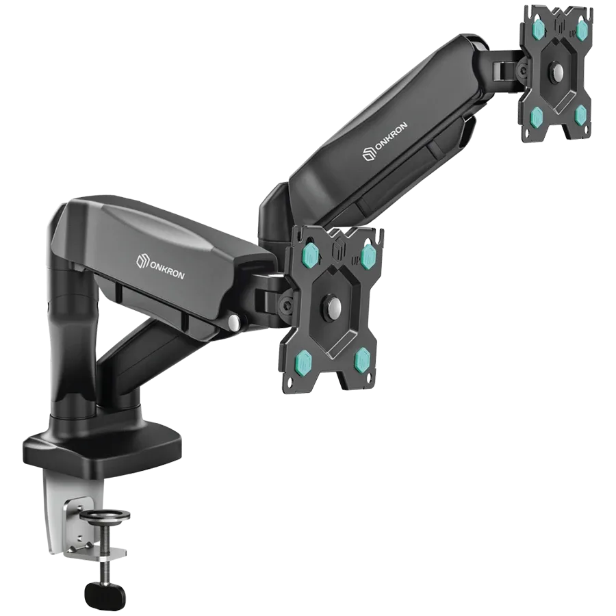 ONKRON Dual Monitor Desk Mount Stand for 13 to 32-Inch LCD LED Monitors up to 8 kg, Black