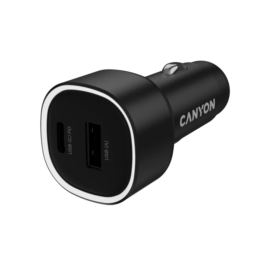CANYON Car Adapter 2*USB/USB-C, 85 Վտ – photo 1