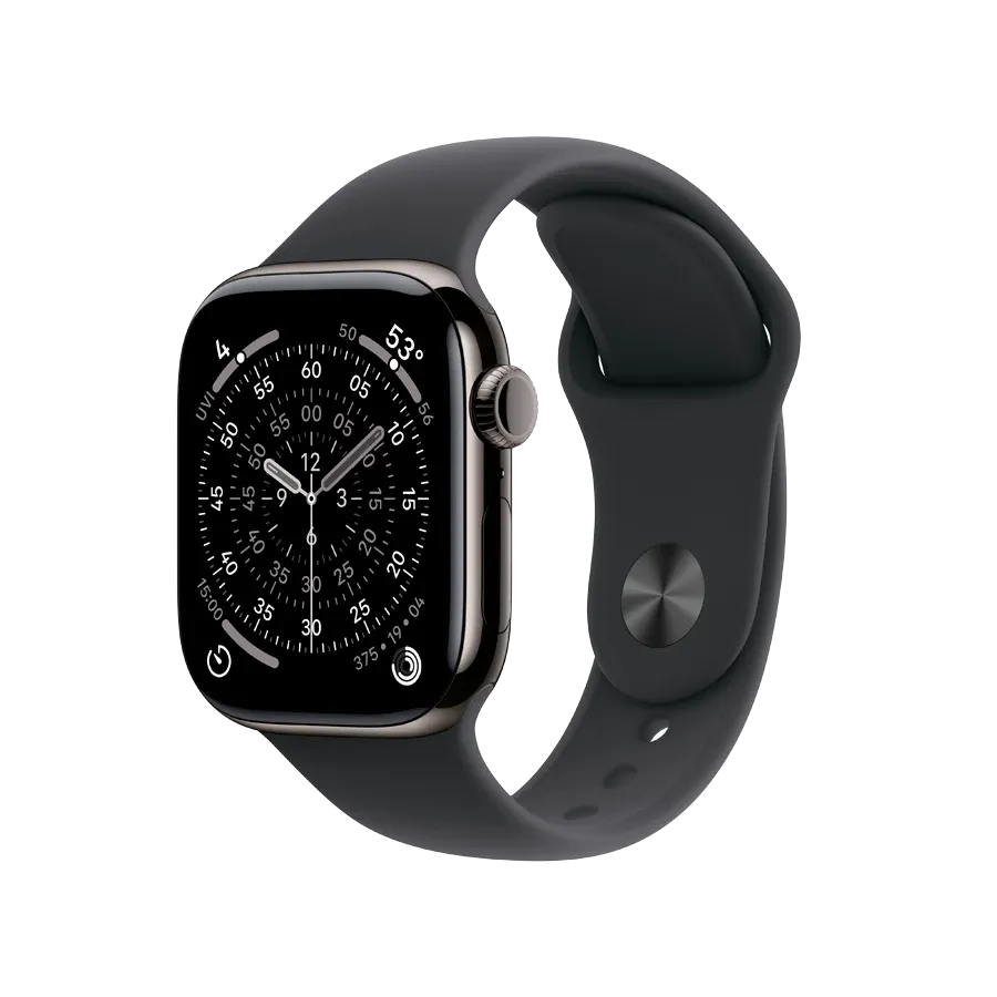 Apple Watch Series 11 GPS + Cellular, Черный спортивный ремешок, M/L, 42мм, Slate Titanium – photo 1