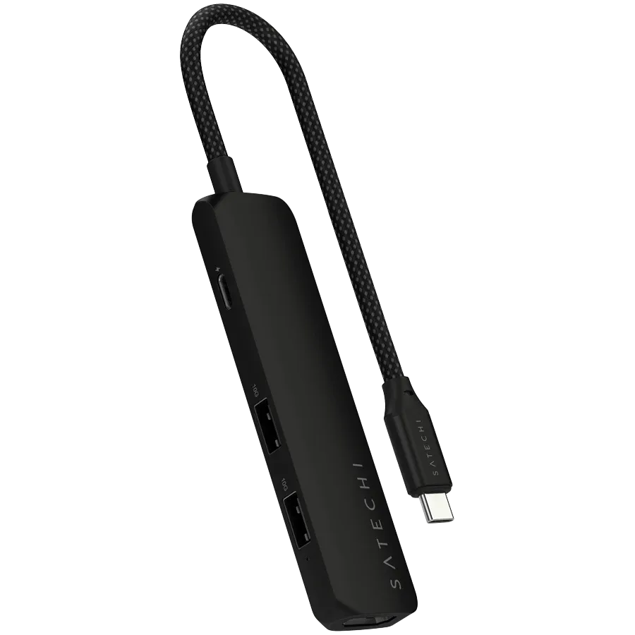 Многопортовый адаптер SATECHI Slim 4, Чёрный – photo 1