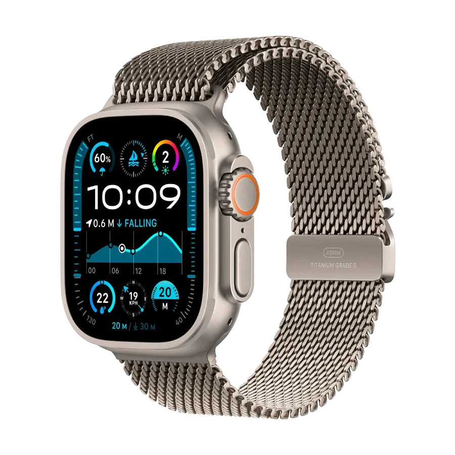 Apple Watch Ultra 2 2024, Natural Titanium Milanese Loop, M, 49мм, Natural Titanium – photo 1