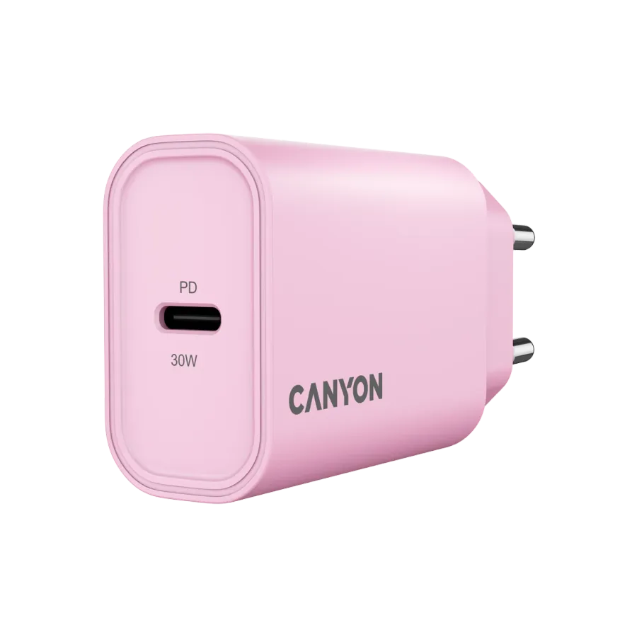 Power adapter CANYON OnCharge 30CL USB-C, 30 W, Pink – photo 1