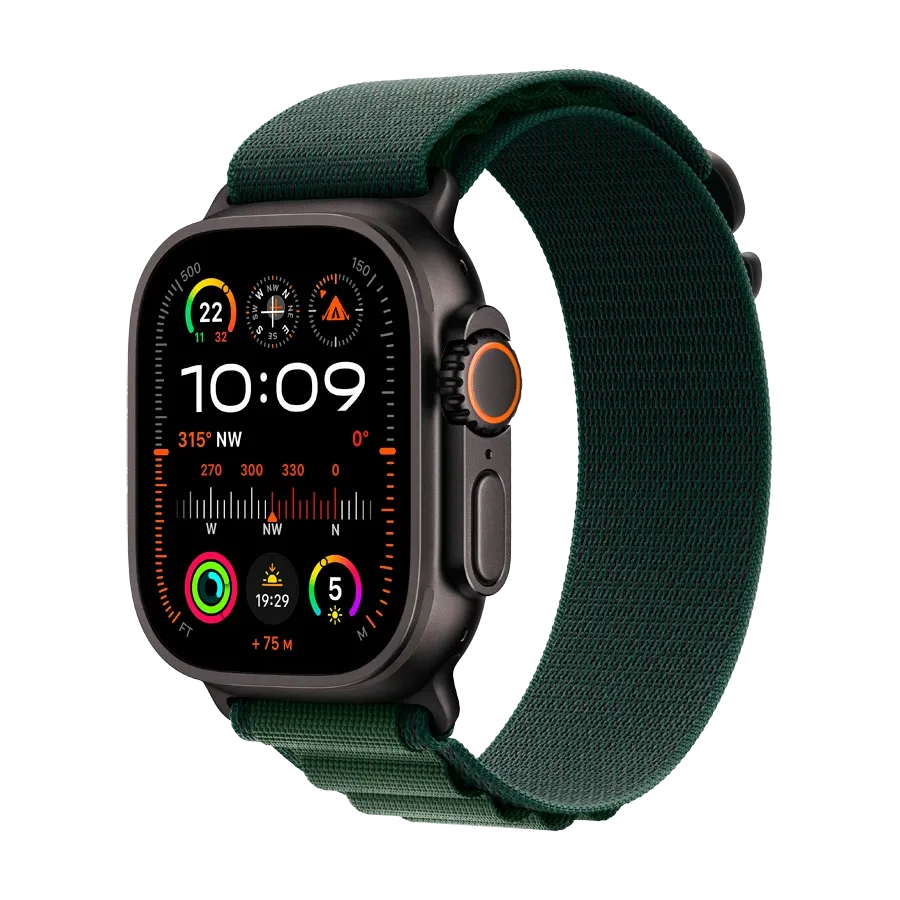 Apple Watch Ultra 2 2024, Темно-зеленый альпийский ремешок, M, 49мм, Black Titanium – photo 1