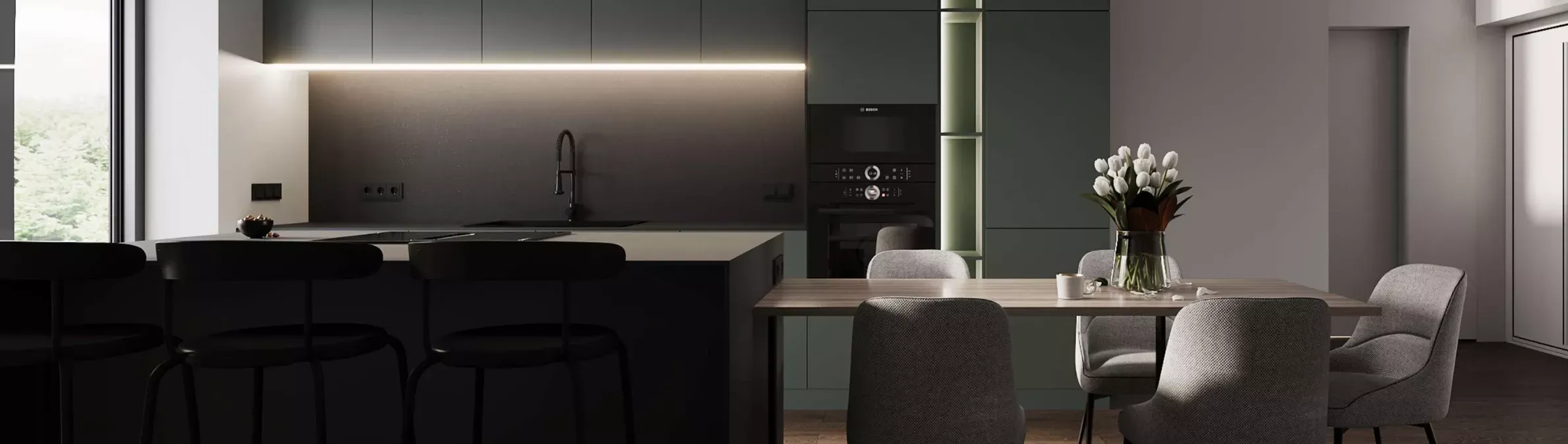 kitchen and dining area of a prefabricated home Cyprus Limassol