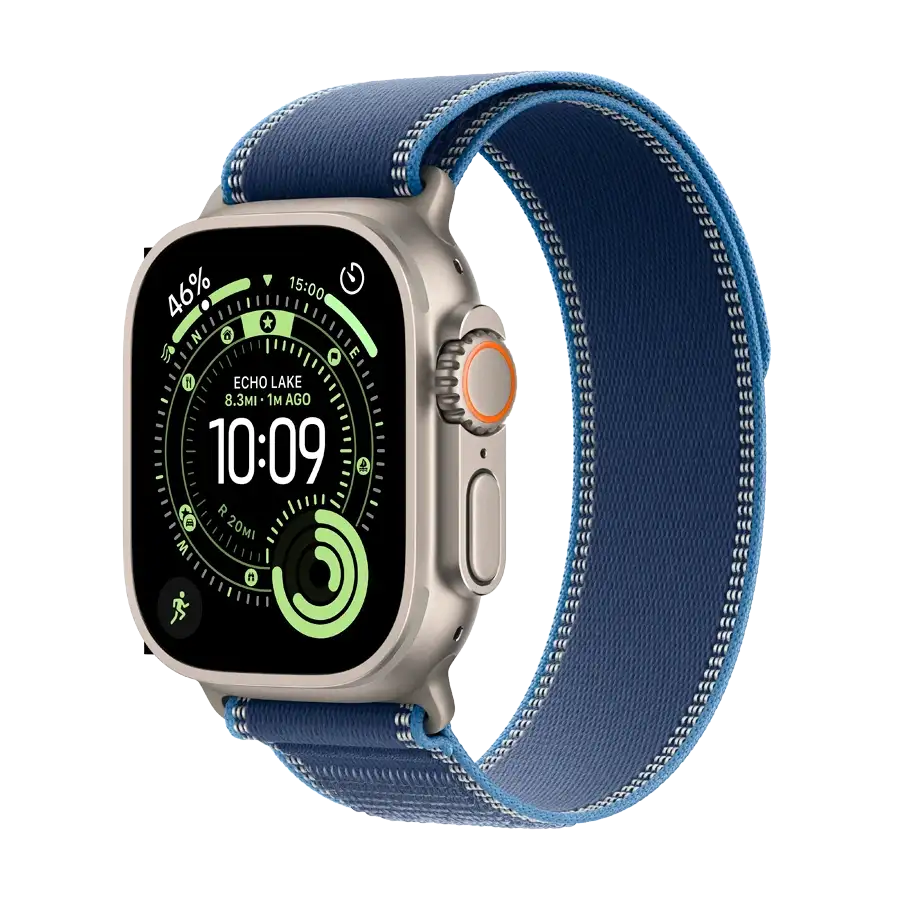 Apple Watch Ultra 3,  Blue/Bright Blue Trail Loop, S/M, 49mm, Natural