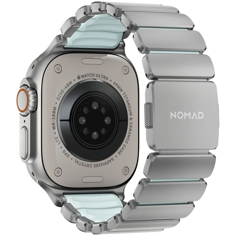NOMAD Stratos Band for Apple Watch 44/45/46/49 mm, Natural/IcyBlueGlow