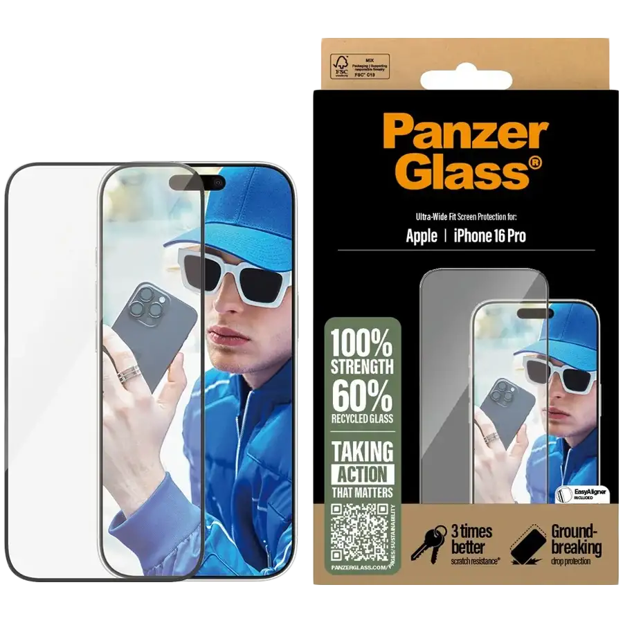 Захисне скло PanzerGlass для iPhone 16 Pro | Ultra-Wide Fit