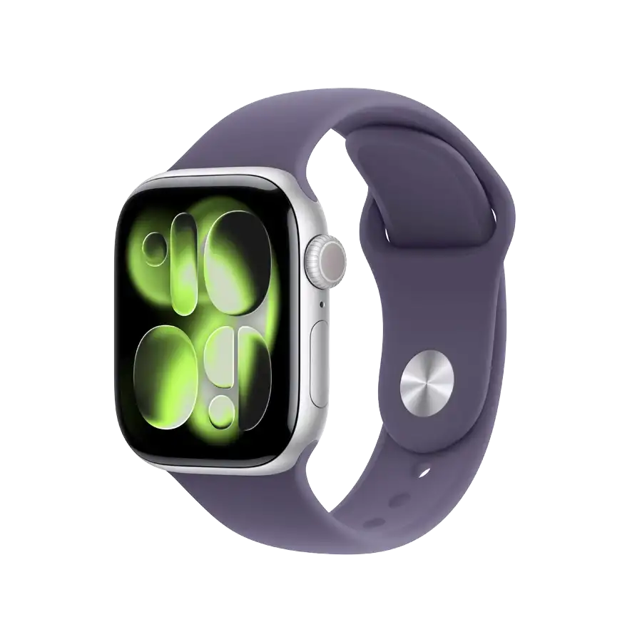 Apple Watch Series 11 GPS + Cellular,  Purple Fog Sport Band, M/L, 42mm, Silver Aluminium