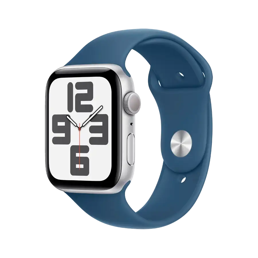 Apple Watch SE GPS Gen.2 (2024),  Denim Sport Band, S/M, 44mm, Silver