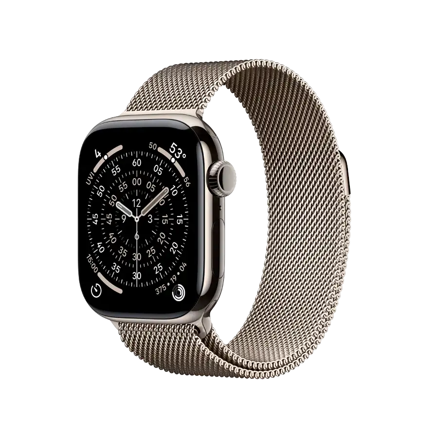 Apple Watch Series 11 GPS + Cellular,  Natural Milanese Loop, 42mm, Natural Titanium