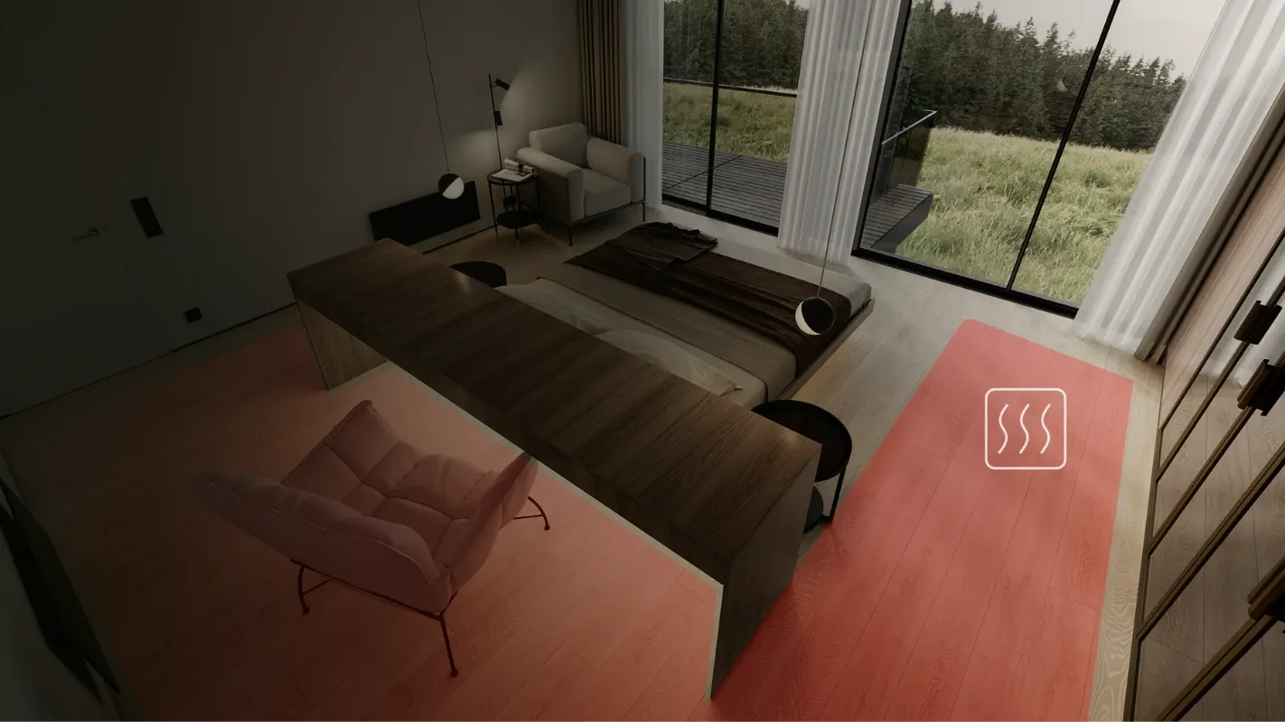 Smart heated floor of Mododomus Modular home