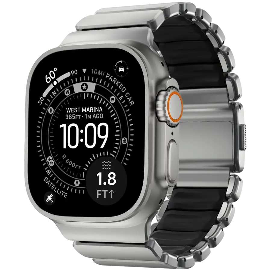 NOMAD Band Extension Stratos Band Natural Hardware/Black за Apple Watch 44 mmApple Watch 45 mmApple Watch 46 mmApple Watch 49 mm 46/49 mm
