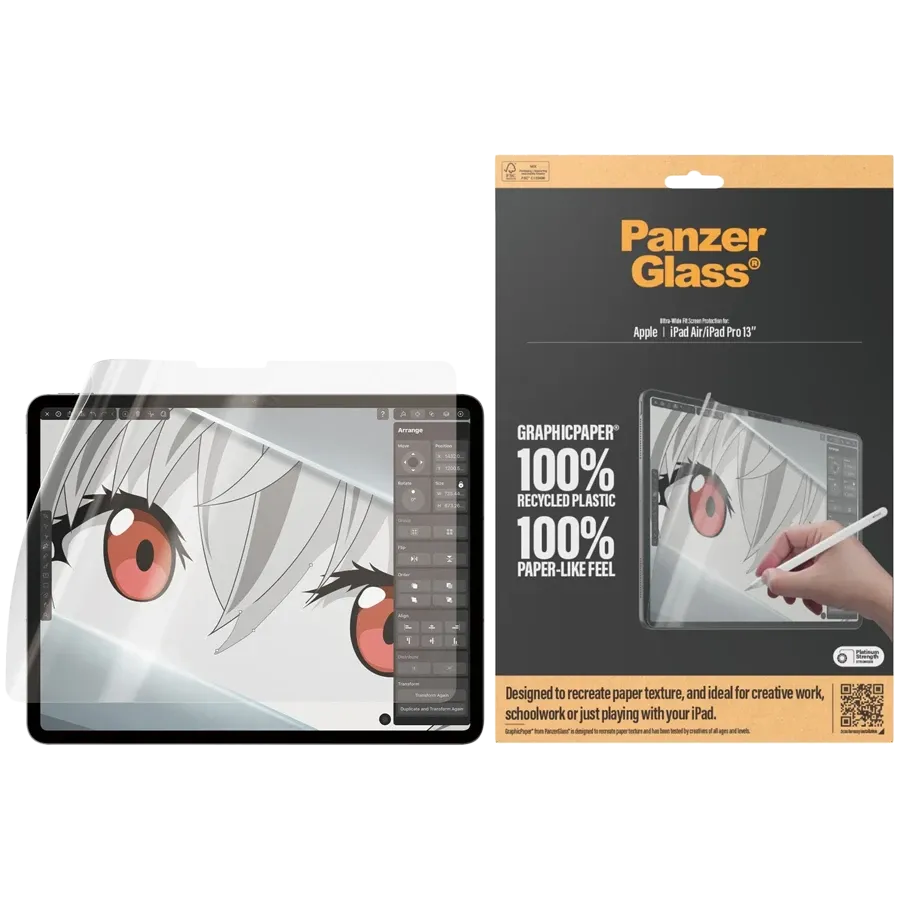 PANZERGLASS Protective Film for iPad Air 13 (M2)/Pro 13 (M4)GraphicPaper Screen Protector. Ultra-Wide Fit