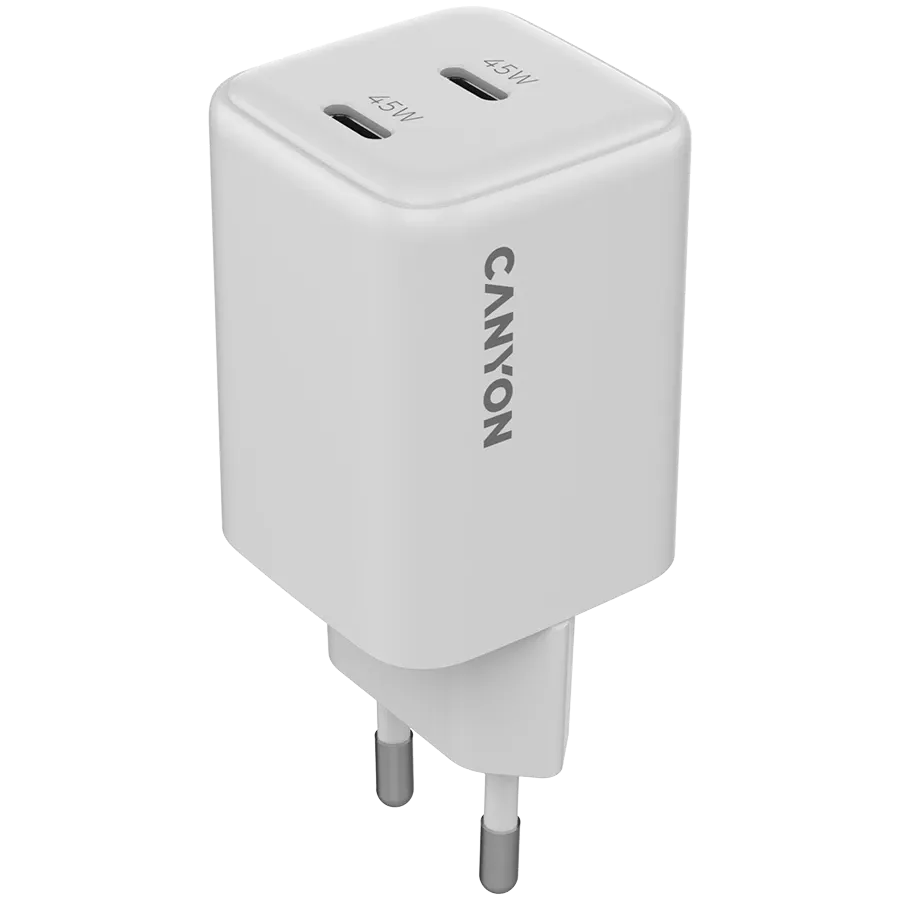 CANYON Power Adapter 2*USB-C 2*USB Type C, 45 W