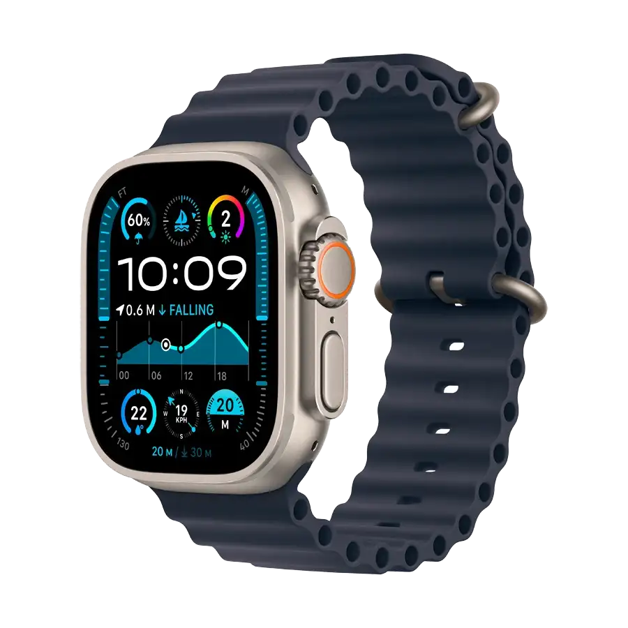 Apple Watch Ultra 2 2024,  Navy Ocean Band, 49mm, Natural Titanium