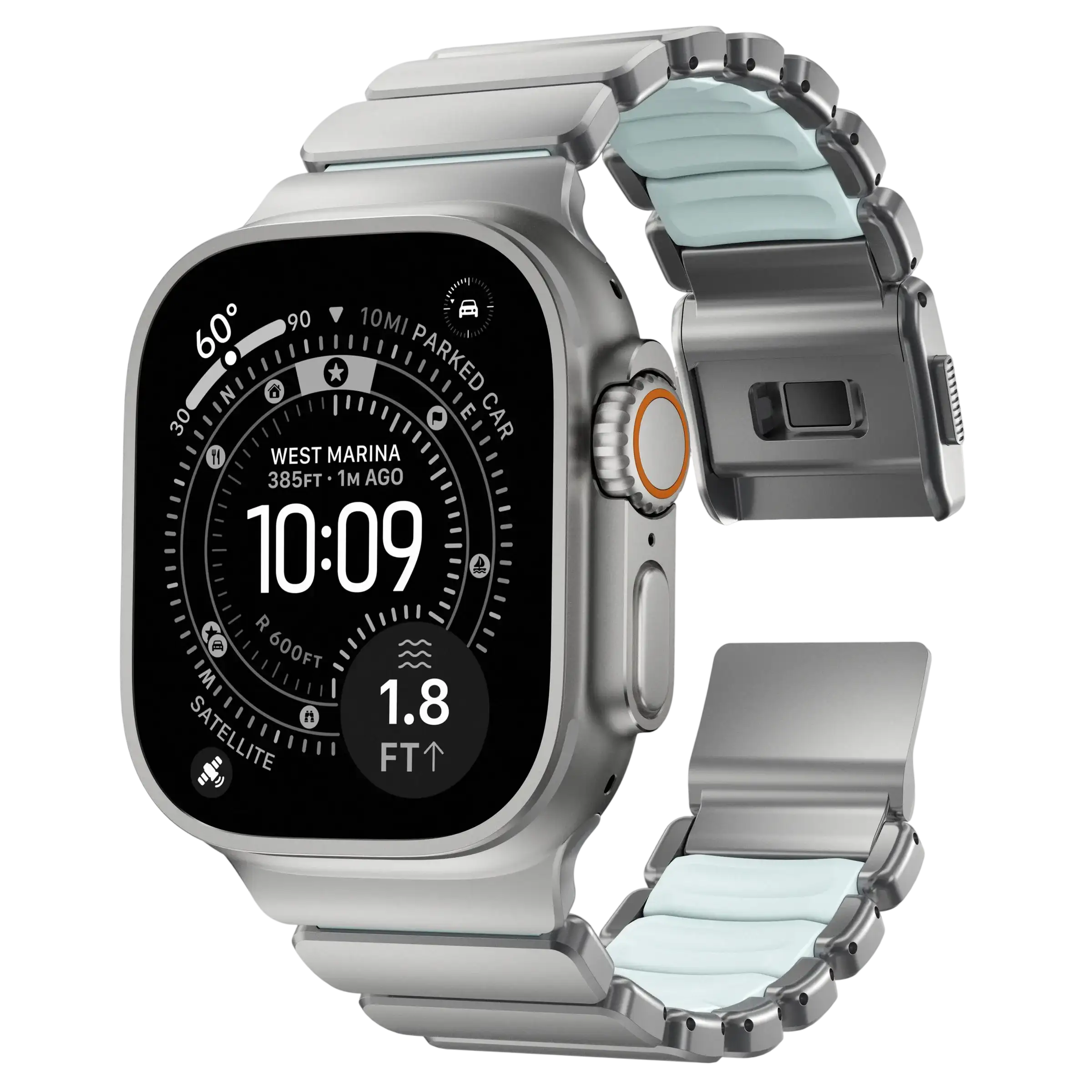NOMAD Ремінець  for Apple Watch 44/45/46/49 mm, Natural/IcyBlueGlow