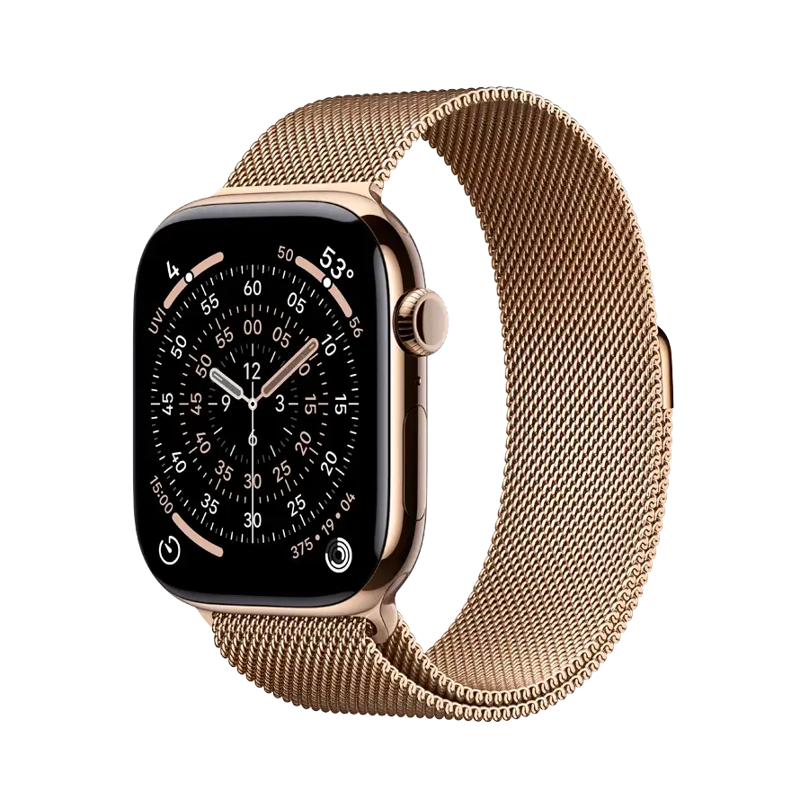 Apple Watch Series 11 GPS + Cellular,  Gold Milanese Loop, S/M, 46mm, Gold Titanium