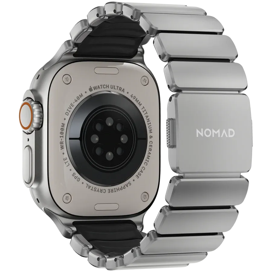 NOMAD Stratos Band for Apple Watch 42/44/45/49 mm, Natural Titanium/Black