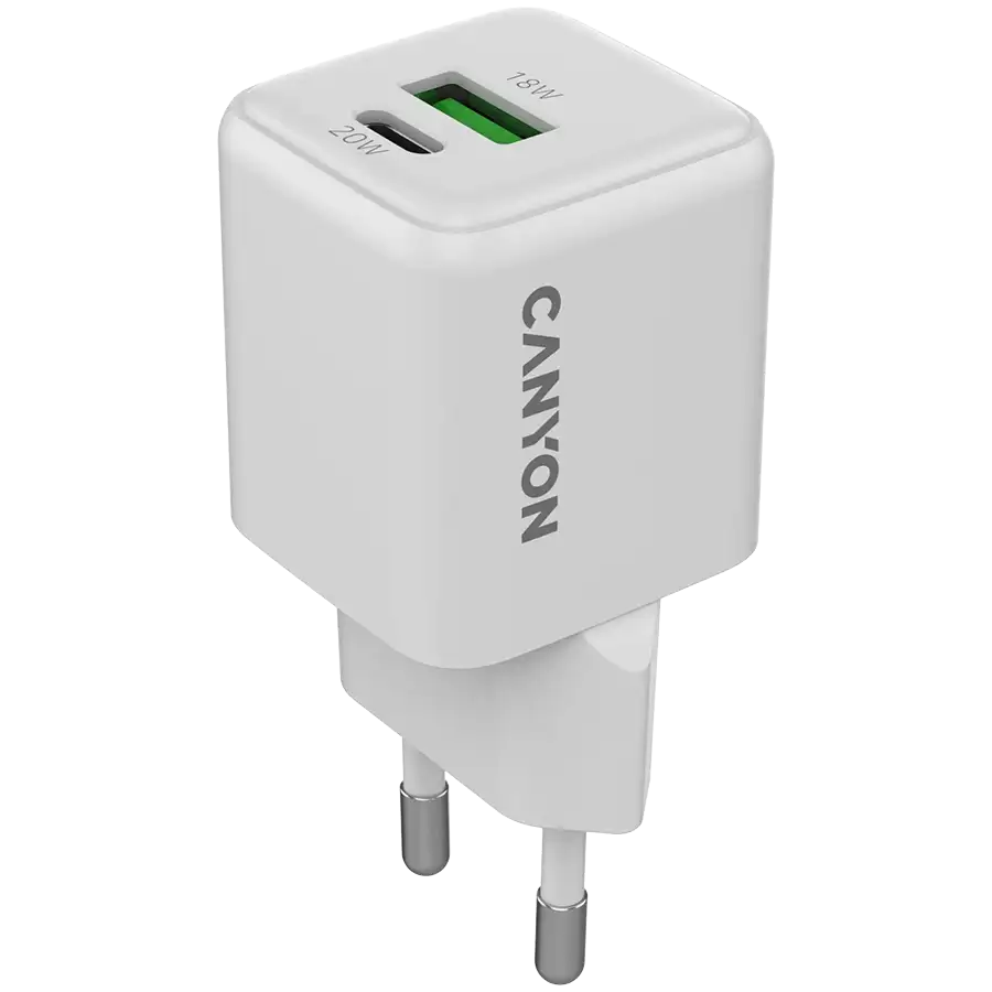 CANYON Адаптер живлення CU20AC 2*USB/USB-C 1*USB Type C, 1*USB Type-A, 20 Ват