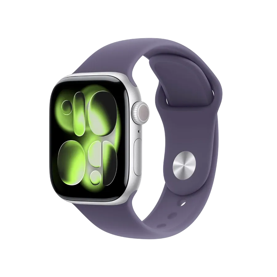 Apple Watch Series 11 GPS,  Purple Fog Sport Band, M/L, 42mm, Silver Aluminium