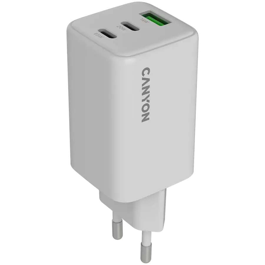 CANYON Адаптер живлення 3*USB/USB-C 2*USB Type C, 1*USB Type-A, 65 Ват