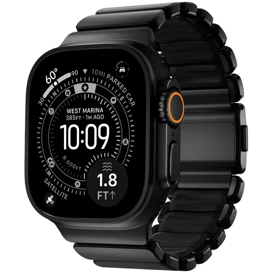 NOMAD Band Extension Stratos Band Black Hardware/Black за Apple Watch 44 mmApple Watch 45 mmApple Watch 46 mmApple Watch 49 mm 46/49 mm